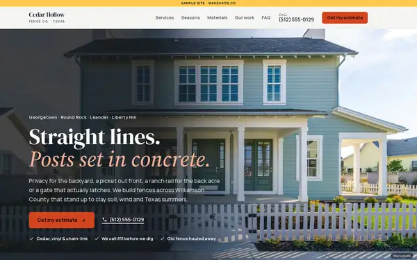 Preview of the sample fence company site