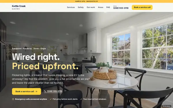 Preview of the sample electrician site