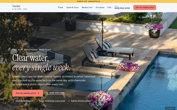 Preview of the sample pool service site