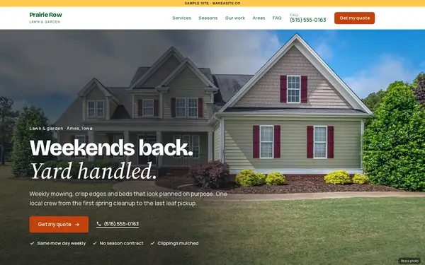Preview of the sample landscaping site