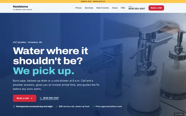 Preview of the sample plumber site