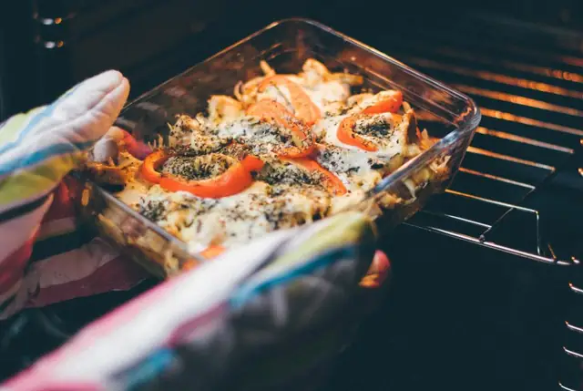 Casserole baking in a home oven