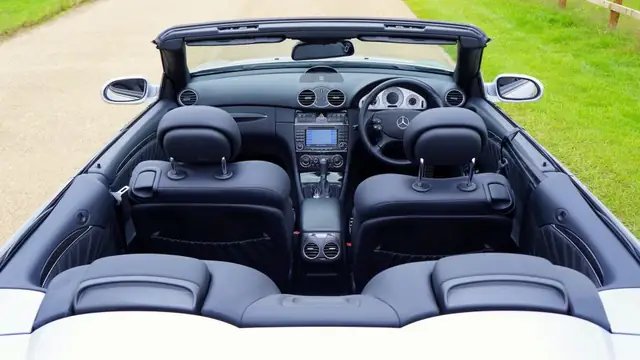 Convertible interior with clean black seats