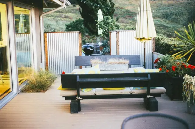 Backyard patio with outdoor furniture