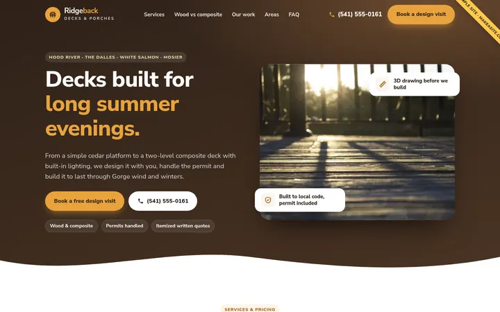 Preview of the Sample deck builder site