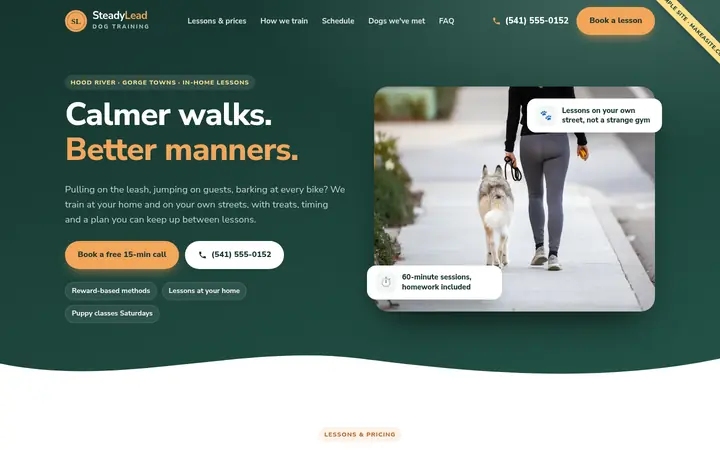 Preview of the Sample dog training site