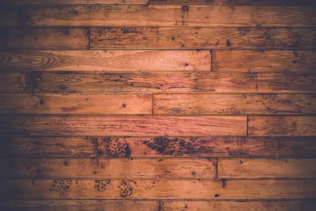 Close-up of rustic wood floor planks
