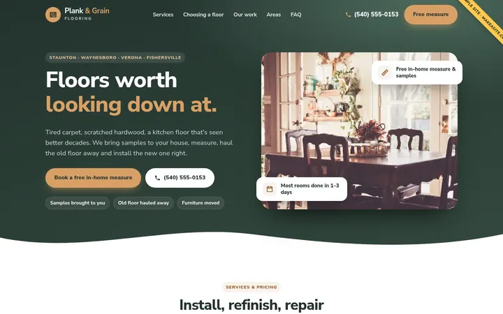 Preview of the Sample flooring site