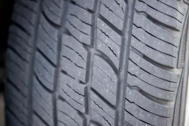 Close-up of a car tire tread