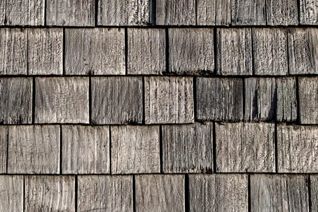Weathered wood shakes