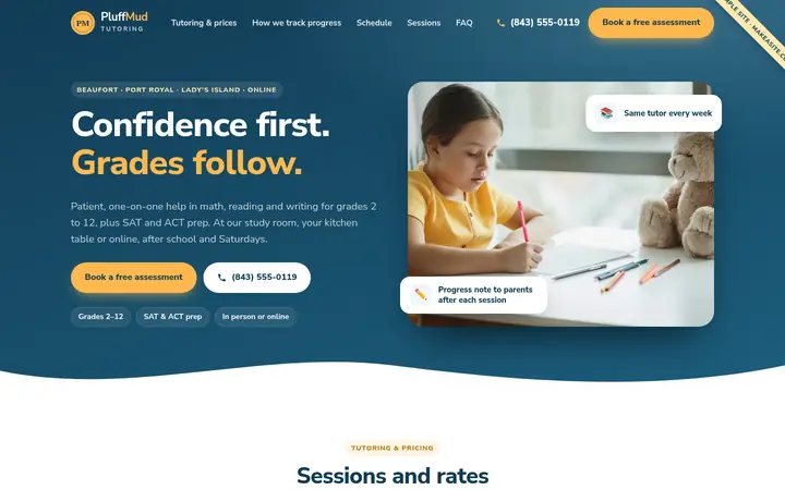Preview of the Sample tutoring site
