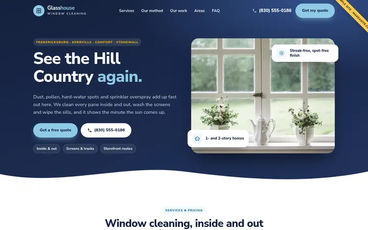 Preview of the Sample window cleaning site